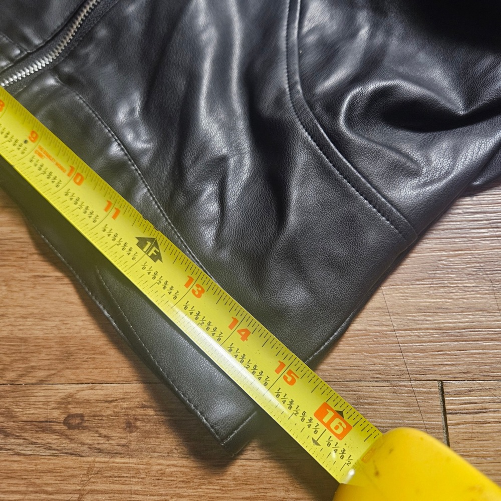 Maniere De Voir Tacked Vegan Leather Trousers Ruched 8 Edgy Punk Streetwear - Picture 8 of 8